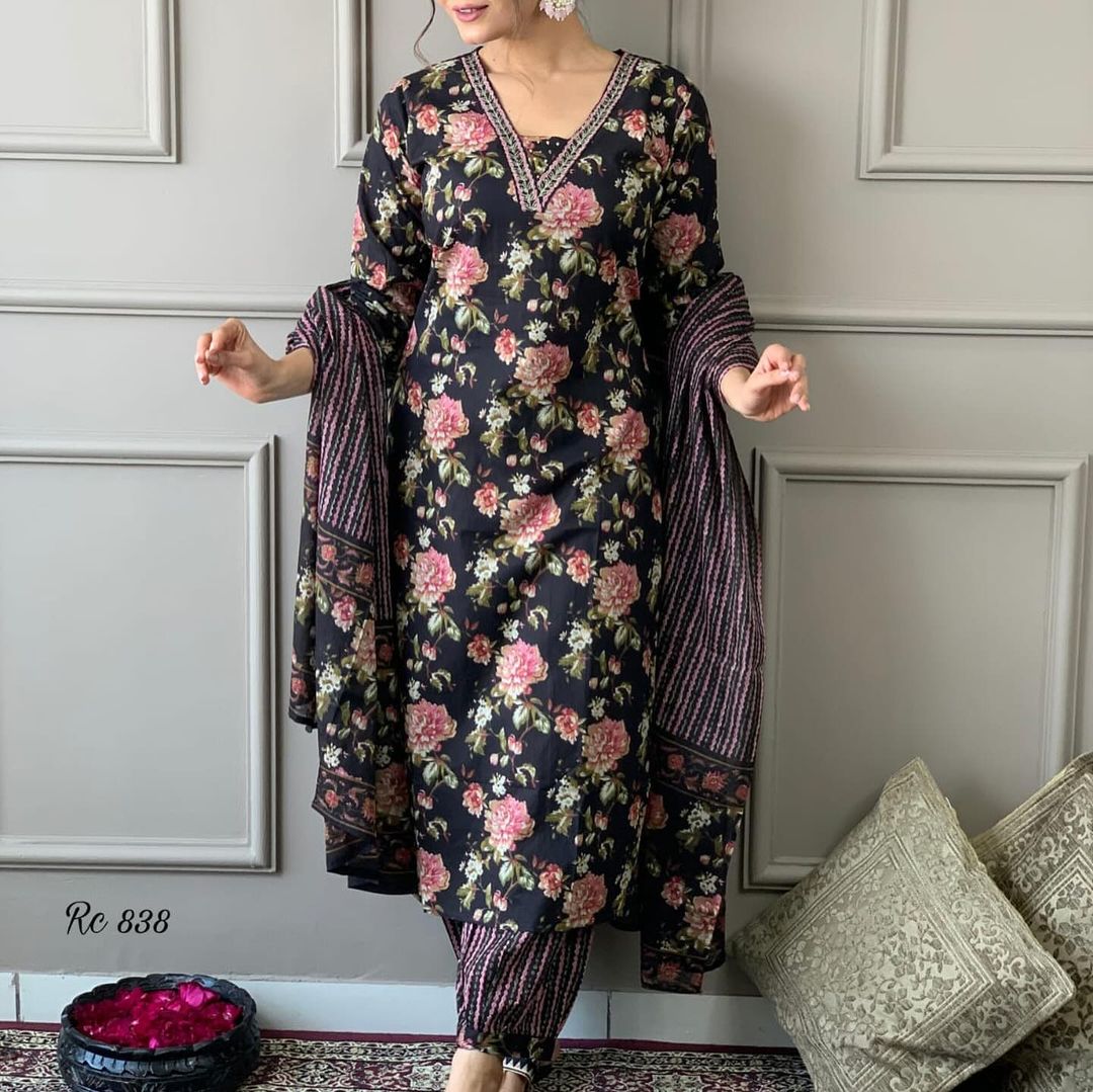 Akshar Designer Cotton Printed Kurti With Bottom Dupatta Wholesale Price In Surat
